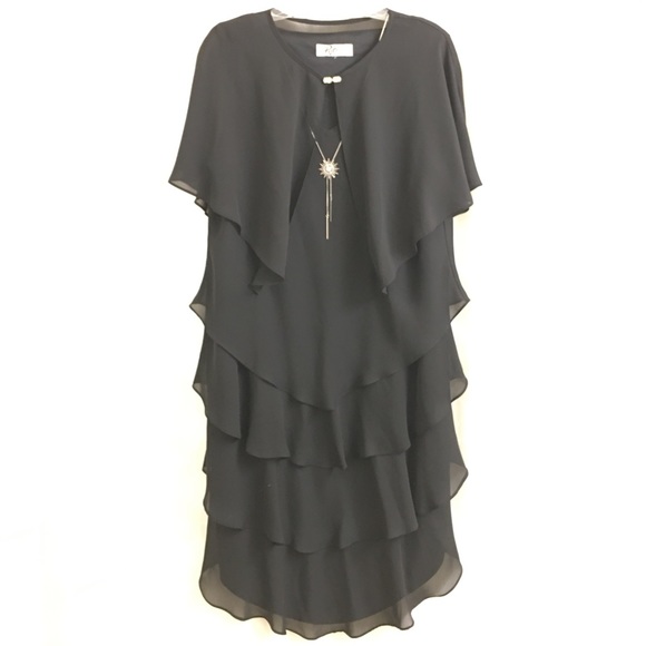 Patra Black Dress Size 2X Layered Ruffles Evening - Picture 1 of 6